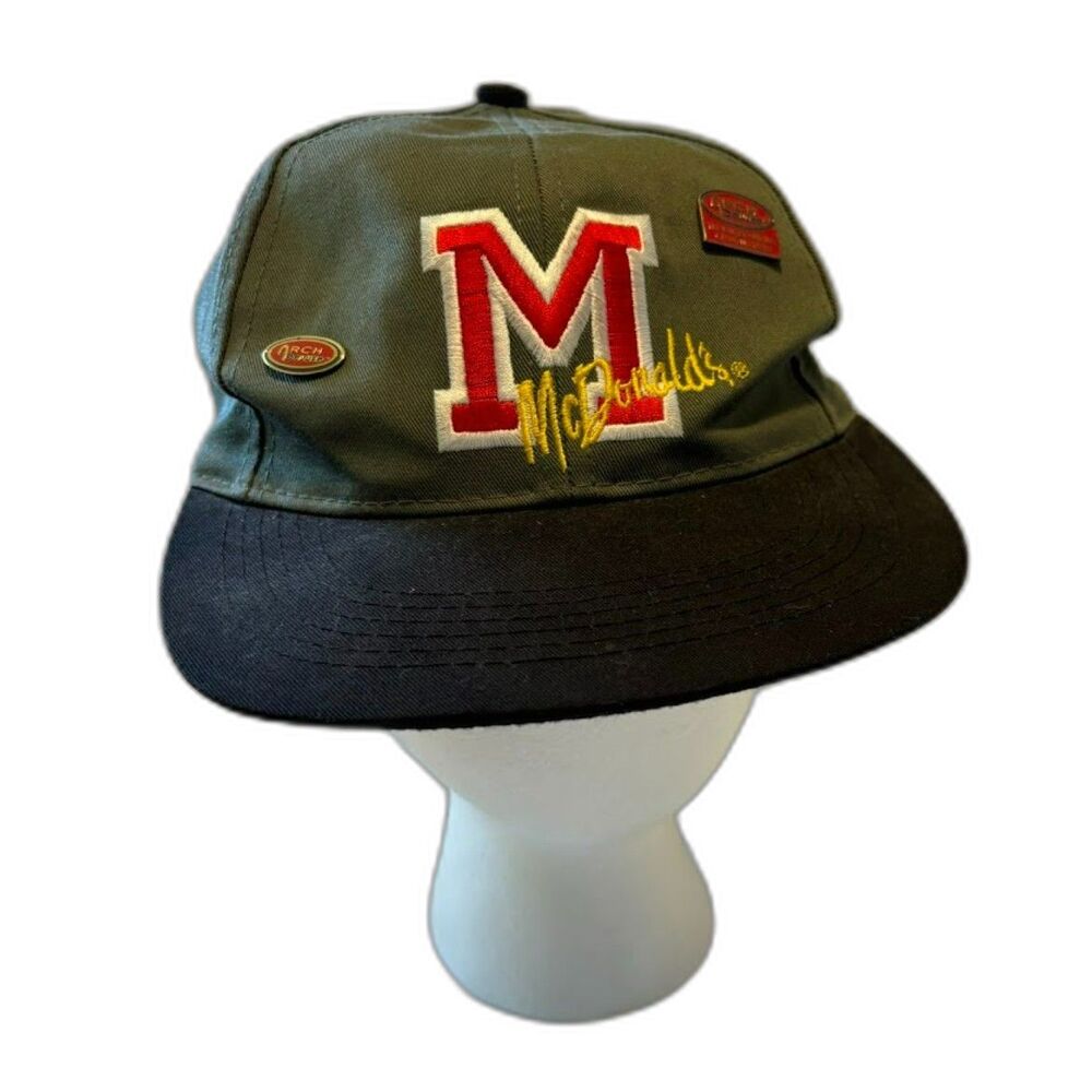 McDonald's Snapback Hat Unisex One Size Uniform Vintage 80s/90s Arch Deluxe Pins